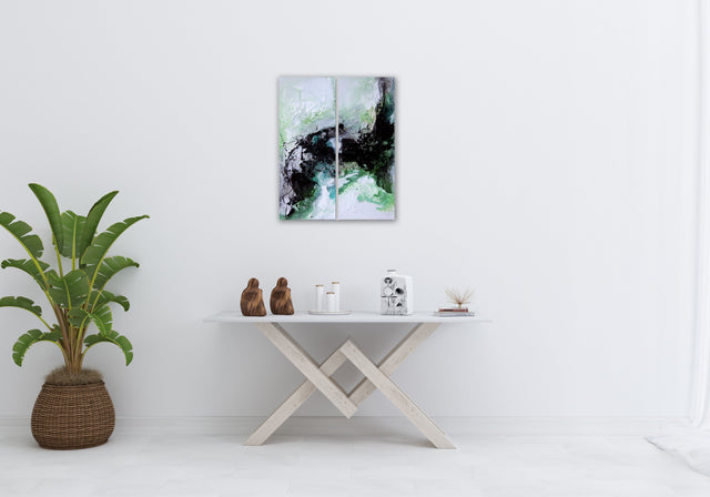 Lerne im geistreich Online-Kurs mit Isolde Folger Diptychon in Grüntönen kennen