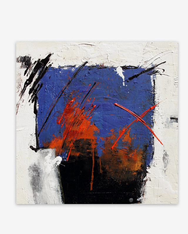 Lerne im geistreich Online-Kurs mit Petra Klos Schichtenmalerei abstrakt in blau/rot kennen