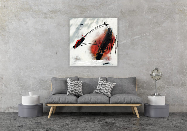 Lerne im geistreich Online-Kurs mit Petra Klos Schichtenmalerei abstrakt in rot/schwarz kennen