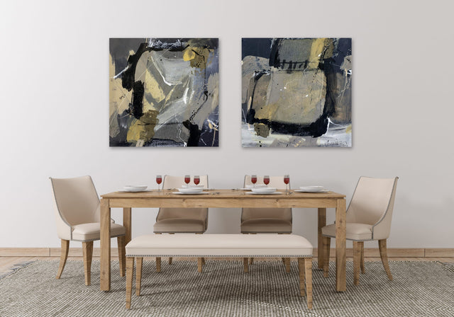 Lerne im geistreich Online-Kurs mit Robert Süess Graue Serie als Diptychon in Acryl kennen