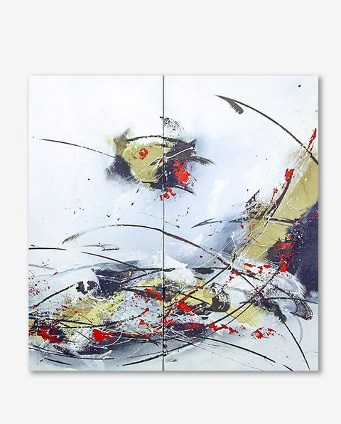 Acryl-Abstrakt mit Collage - Triptychon